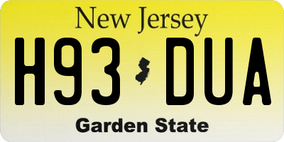 NJ license plate H93DUA