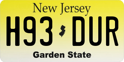 NJ license plate H93DUR