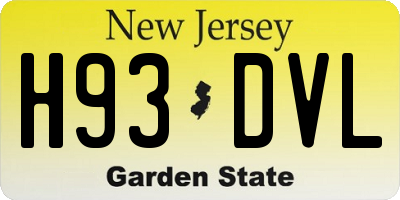 NJ license plate H93DVL