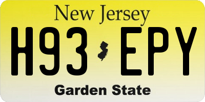 NJ license plate H93EPY