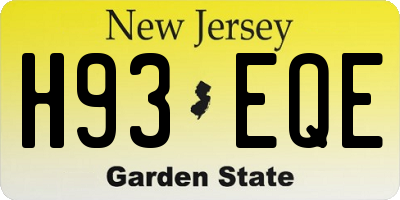 NJ license plate H93EQE