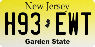 NJ license plate H93EWT
