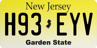 NJ license plate H93EYV
