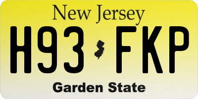 NJ license plate H93FKP