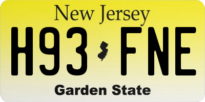NJ license plate H93FNE