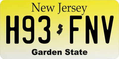 NJ license plate H93FNV