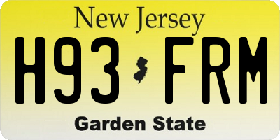 NJ license plate H93FRM