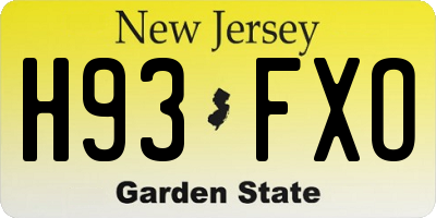 NJ license plate H93FXO