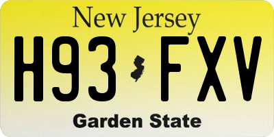 NJ license plate H93FXV