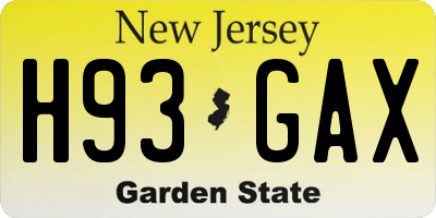 NJ license plate H93GAX