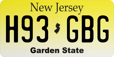 NJ license plate H93GBG
