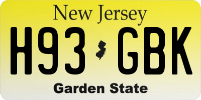 NJ license plate H93GBK