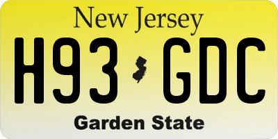 NJ license plate H93GDC