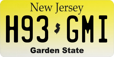 NJ license plate H93GMI