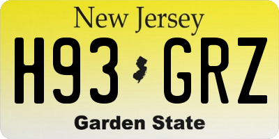 NJ license plate H93GRZ