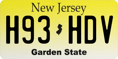NJ license plate H93HDV