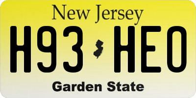 NJ license plate H93HEO
