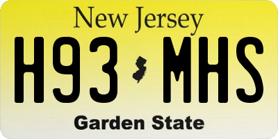 NJ license plate H93MHS