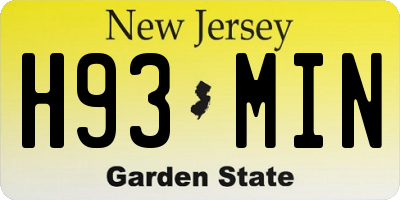 NJ license plate H93MIN