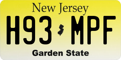 NJ license plate H93MPF