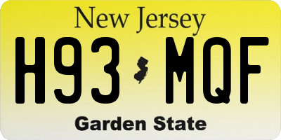 NJ license plate H93MQF