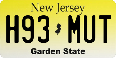 NJ license plate H93MUT