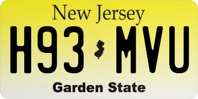 NJ license plate H93MVU