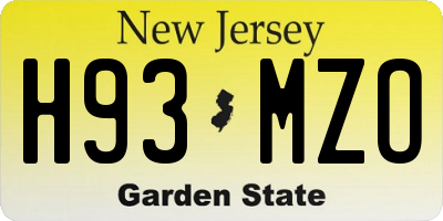 NJ license plate H93MZO