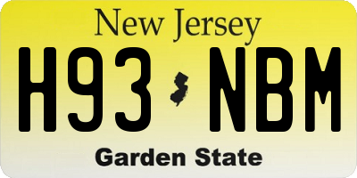 NJ license plate H93NBM