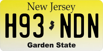 NJ license plate H93NDN