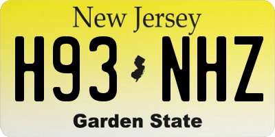 NJ license plate H93NHZ