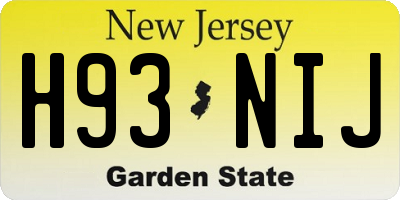 NJ license plate H93NIJ