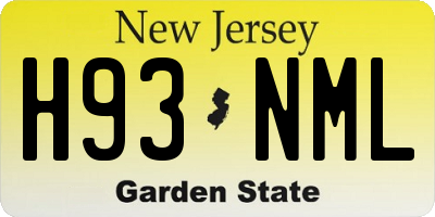 NJ license plate H93NML