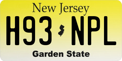 NJ license plate H93NPL