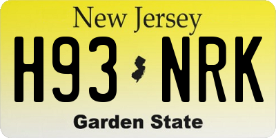 NJ license plate H93NRK