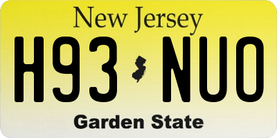 NJ license plate H93NUO
