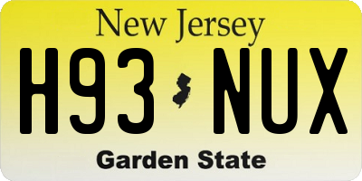NJ license plate H93NUX