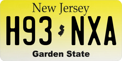 NJ license plate H93NXA