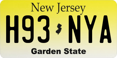 NJ license plate H93NYA