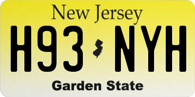 NJ license plate H93NYH