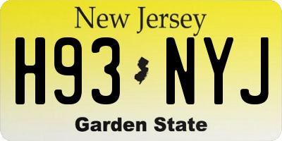 NJ license plate H93NYJ