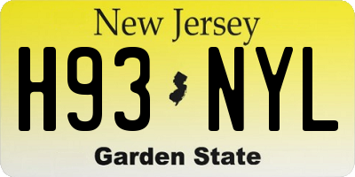 NJ license plate H93NYL