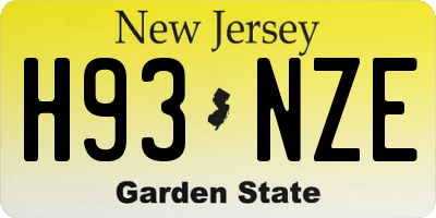 NJ license plate H93NZE