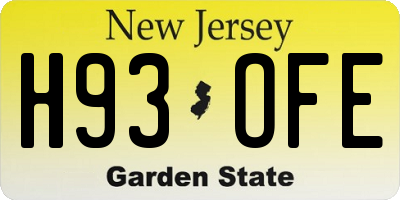 NJ license plate H93OFE