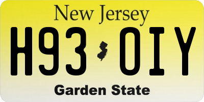 NJ license plate H93OIY