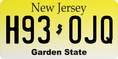 NJ license plate H93OJQ