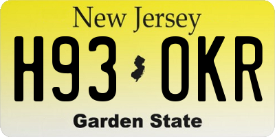 NJ license plate H93OKR