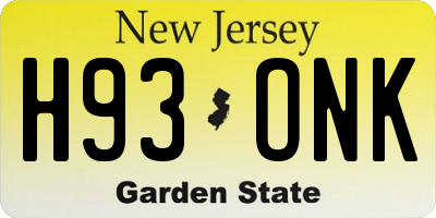NJ license plate H93ONK