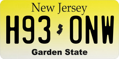 NJ license plate H93ONW