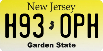 NJ license plate H93OPH